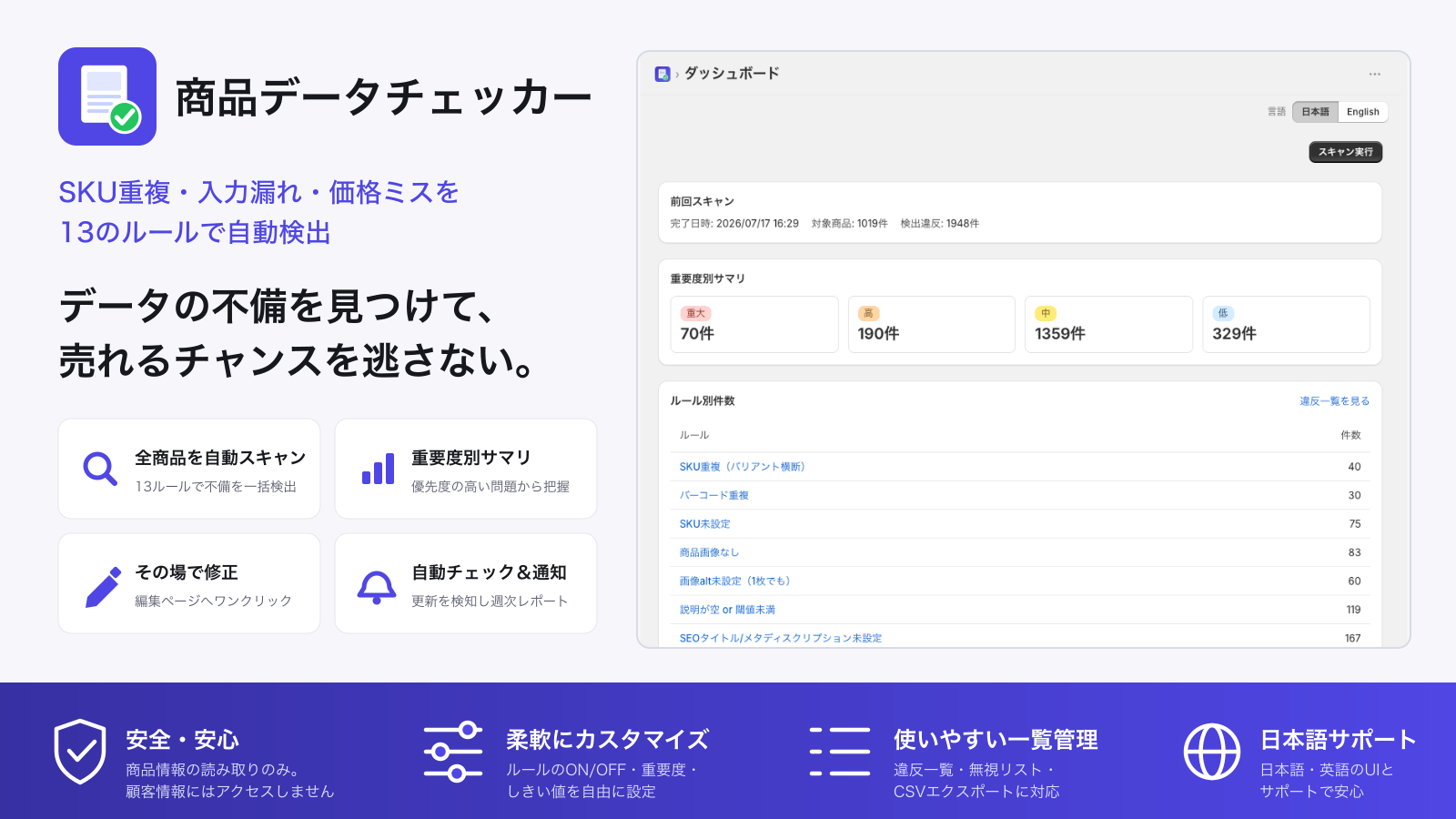 商品データチェッカーの画面イメージ